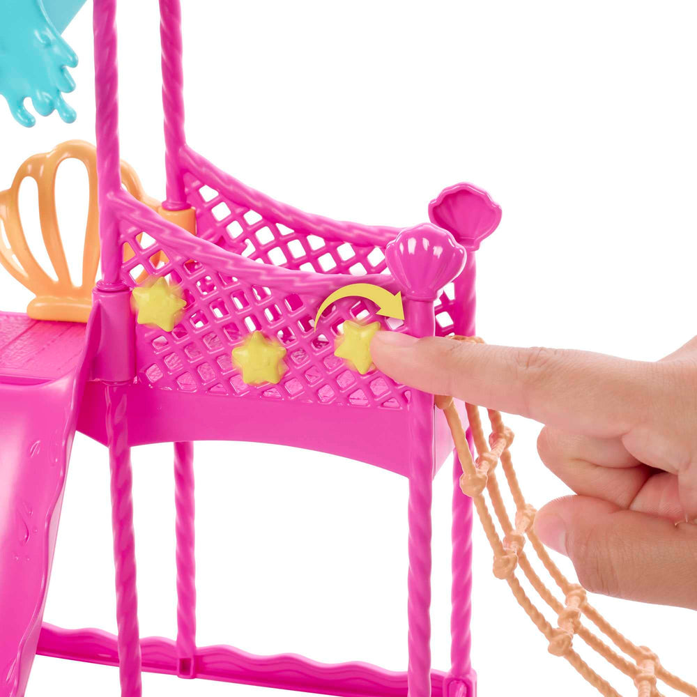 Barbie deck with star decorations adds visual flair