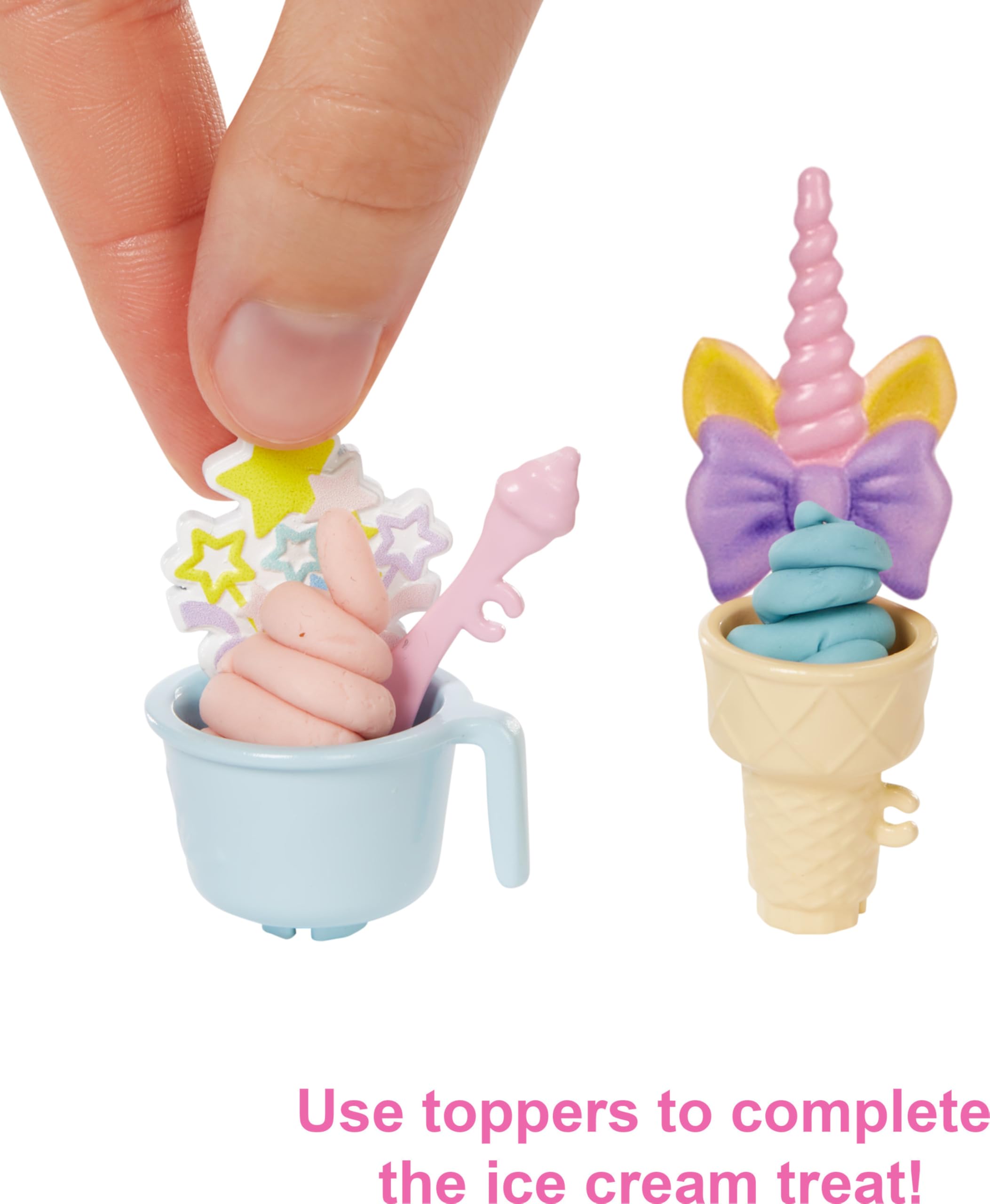 Barbie decorative toppers to customize sweet treats during play.