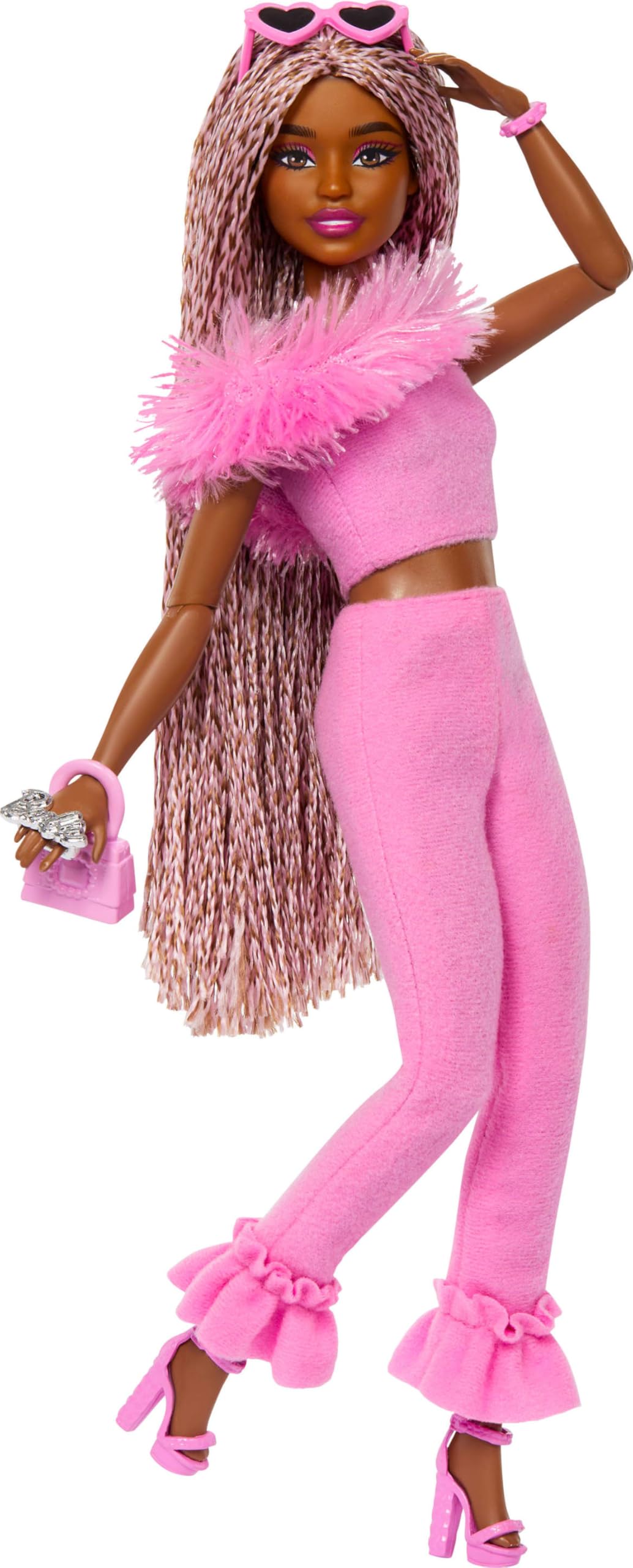 Barbie Deluxe Style doll with pink-braided hair for imaginative fashion play.