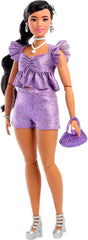 Barbie Deluxe Style Doll #8 with metallic top and ruffled shorts for glamorous play.