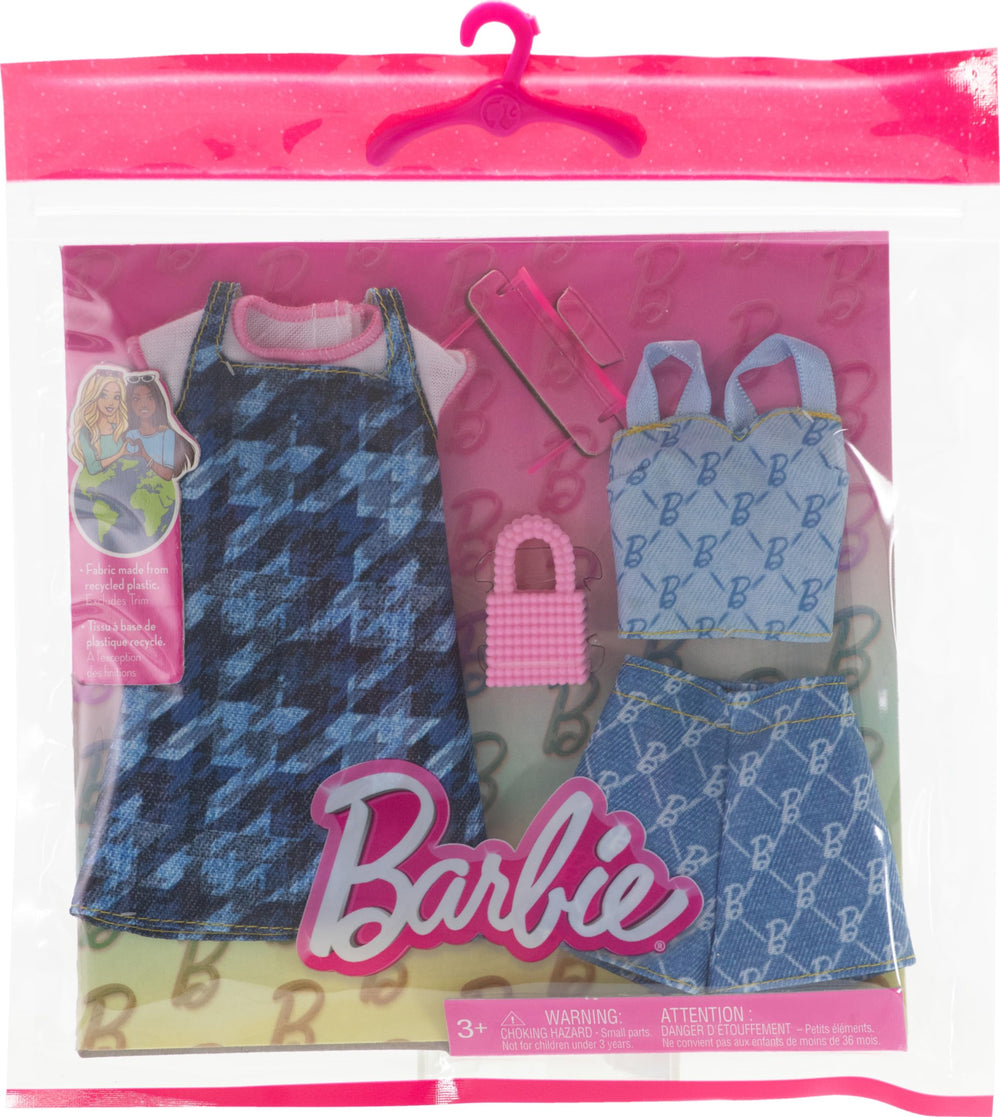Barbie denim top and shorts with B-monogram for casual chic versatility.