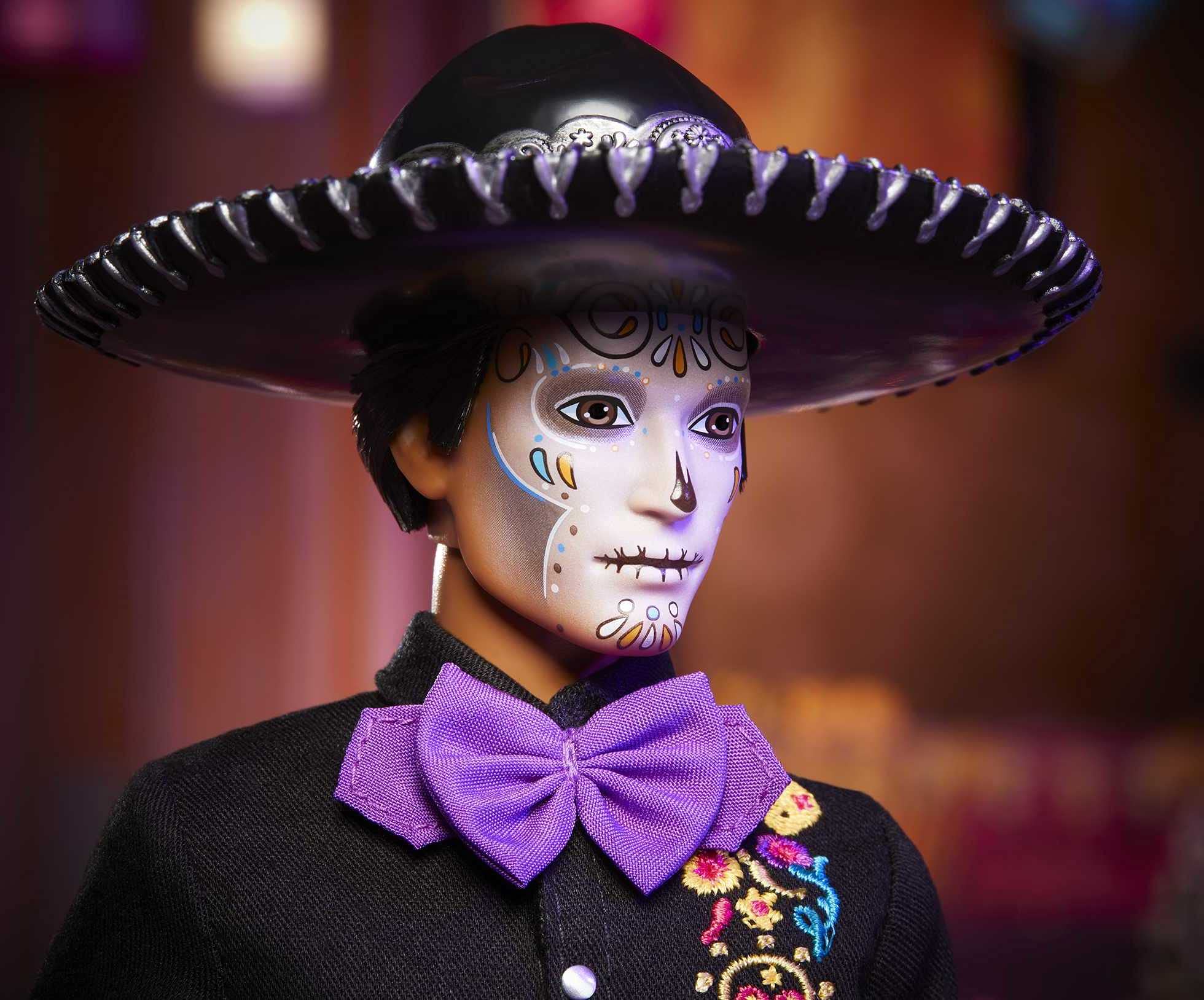 Barbie Dia De Muertos Ken packaging features original illustration.