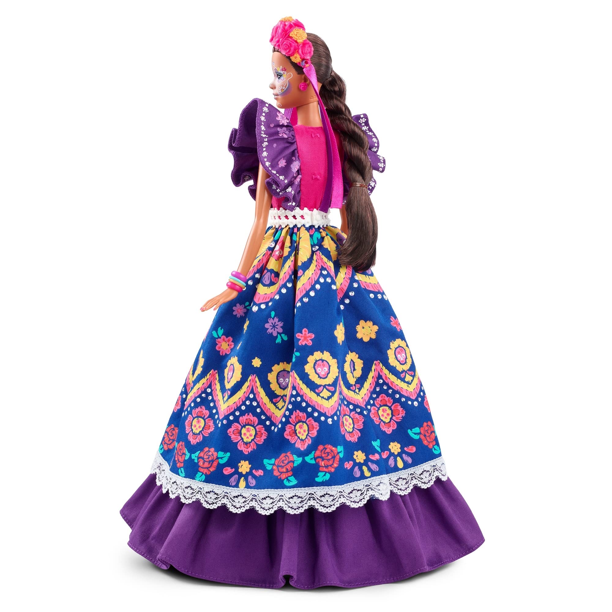 Barbie Día De Muertos streaming ribbons detail adds motion to the display.