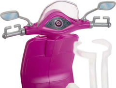 Barbie doll wearing helmet for safe, imaginative scooter rides