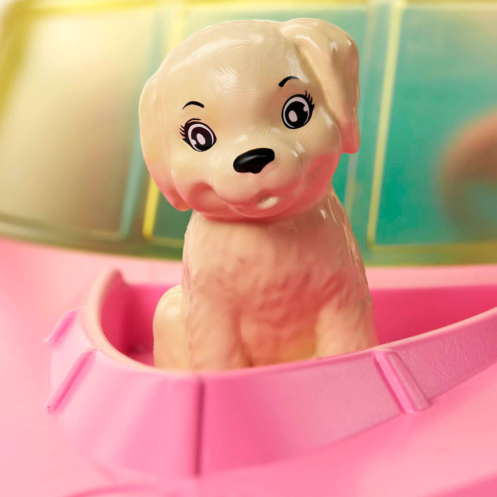 Barbie wearing a hot pink life vest ready for splashes and seaside role play.