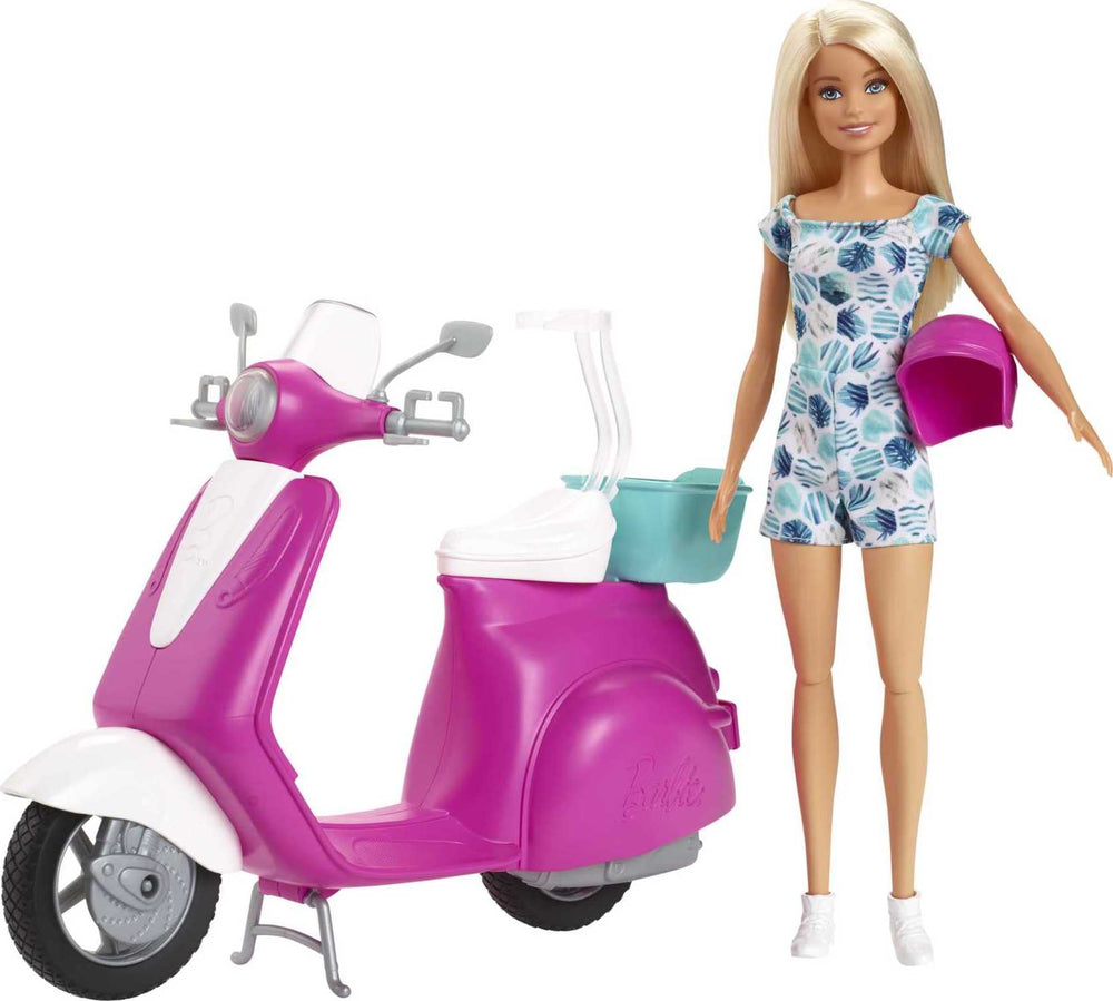 Barbie doll in printed romper for travel-ready style during adventures