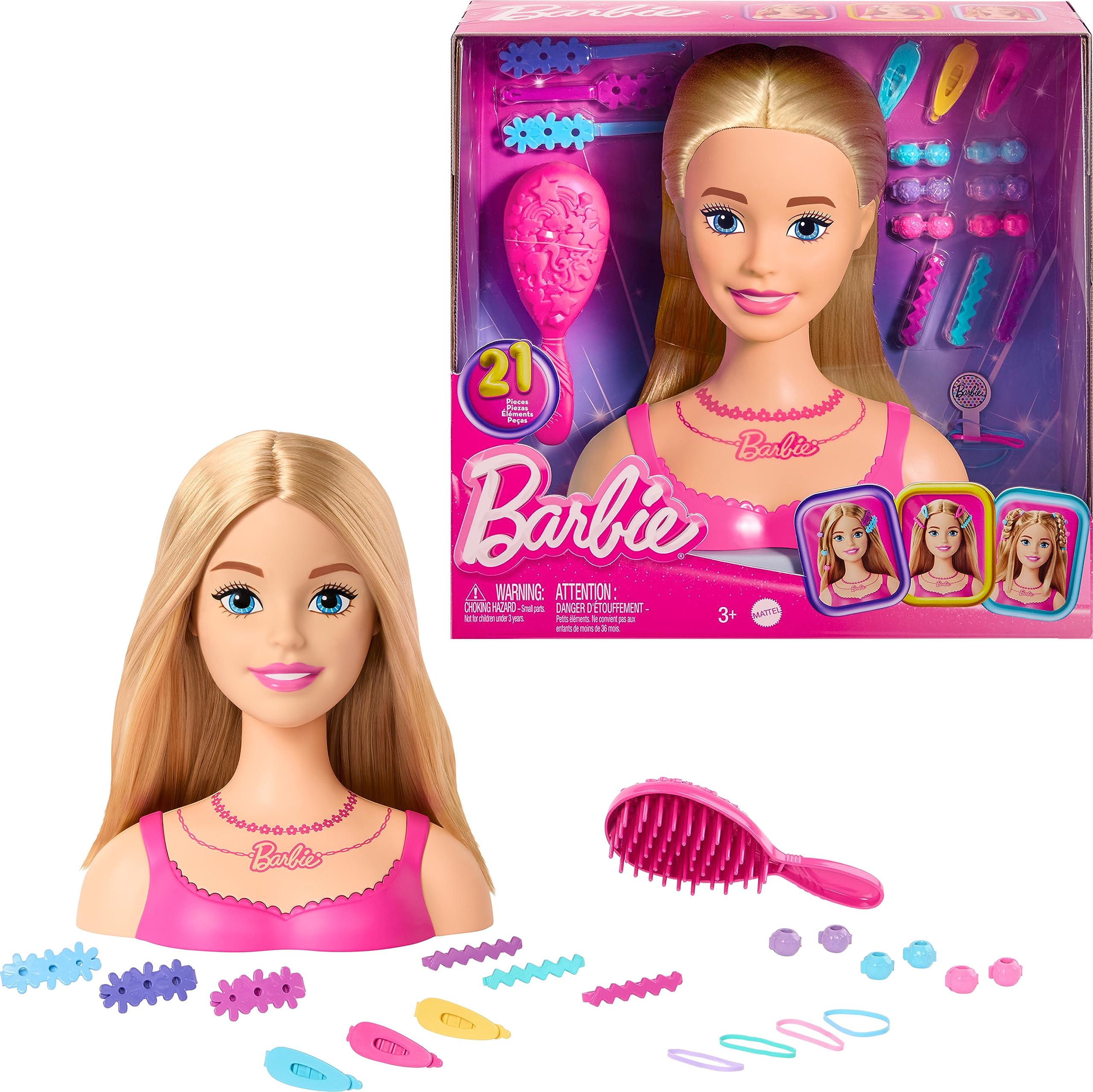 Barbie Styling Head with blond hair ideal for practice styling sessions