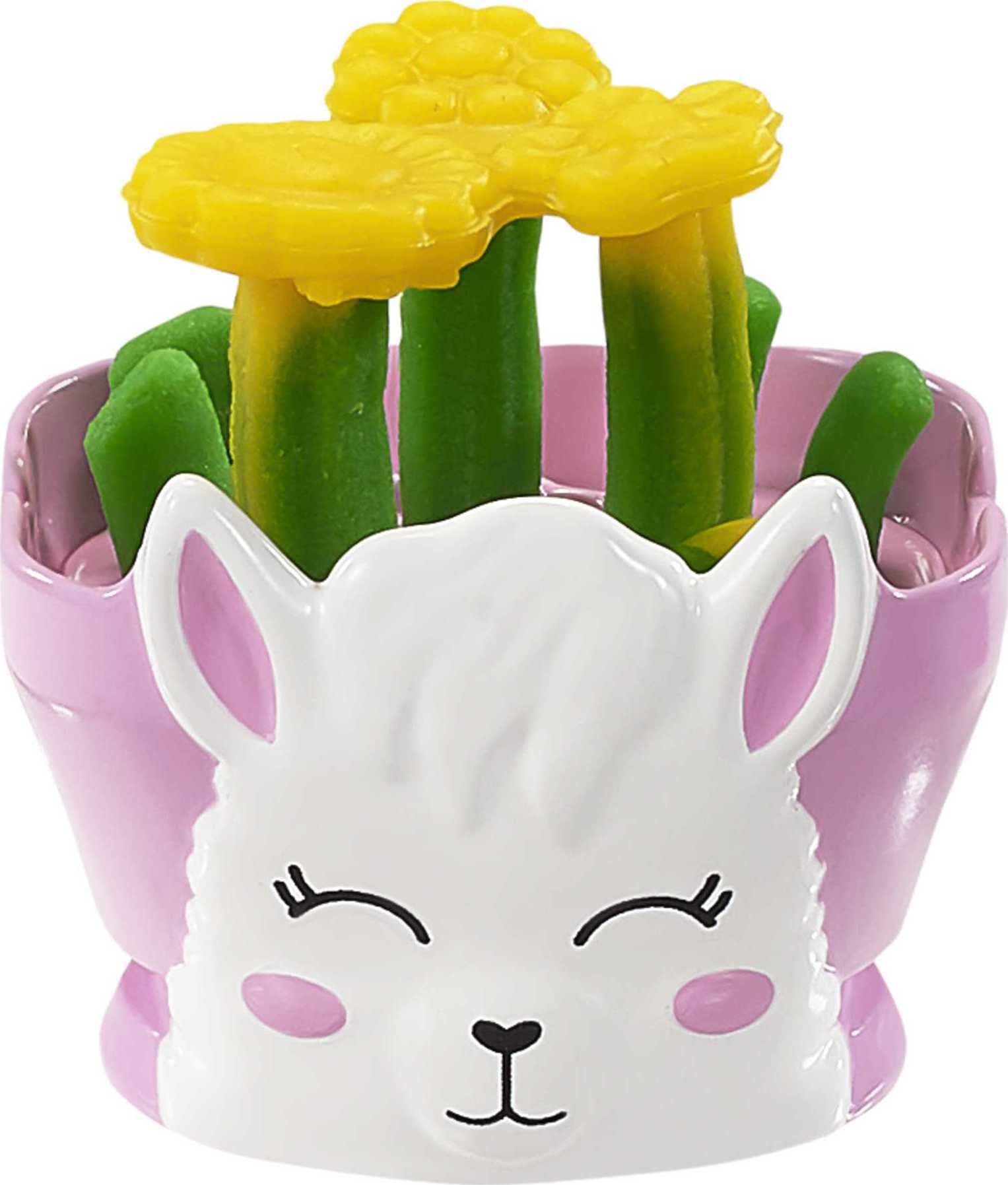 Barbie green dough for stems adds colorful, playful arrangements at the flower-station.