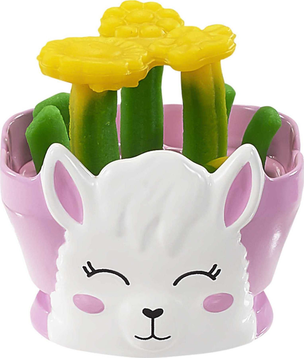 Barbie green dough for stems adds colorful, playful arrangements at the flower-station.