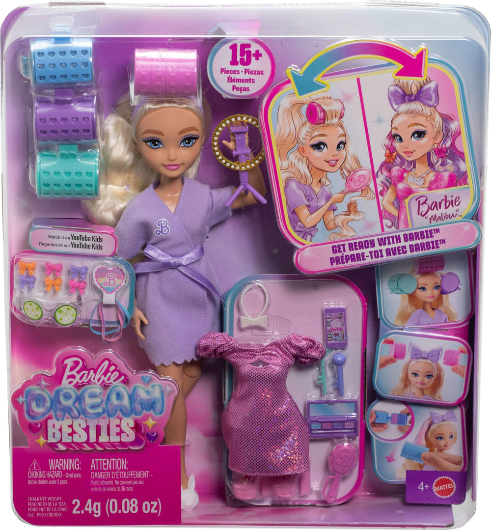 Barbie Malibu accessories including phone and ring light for glam details.