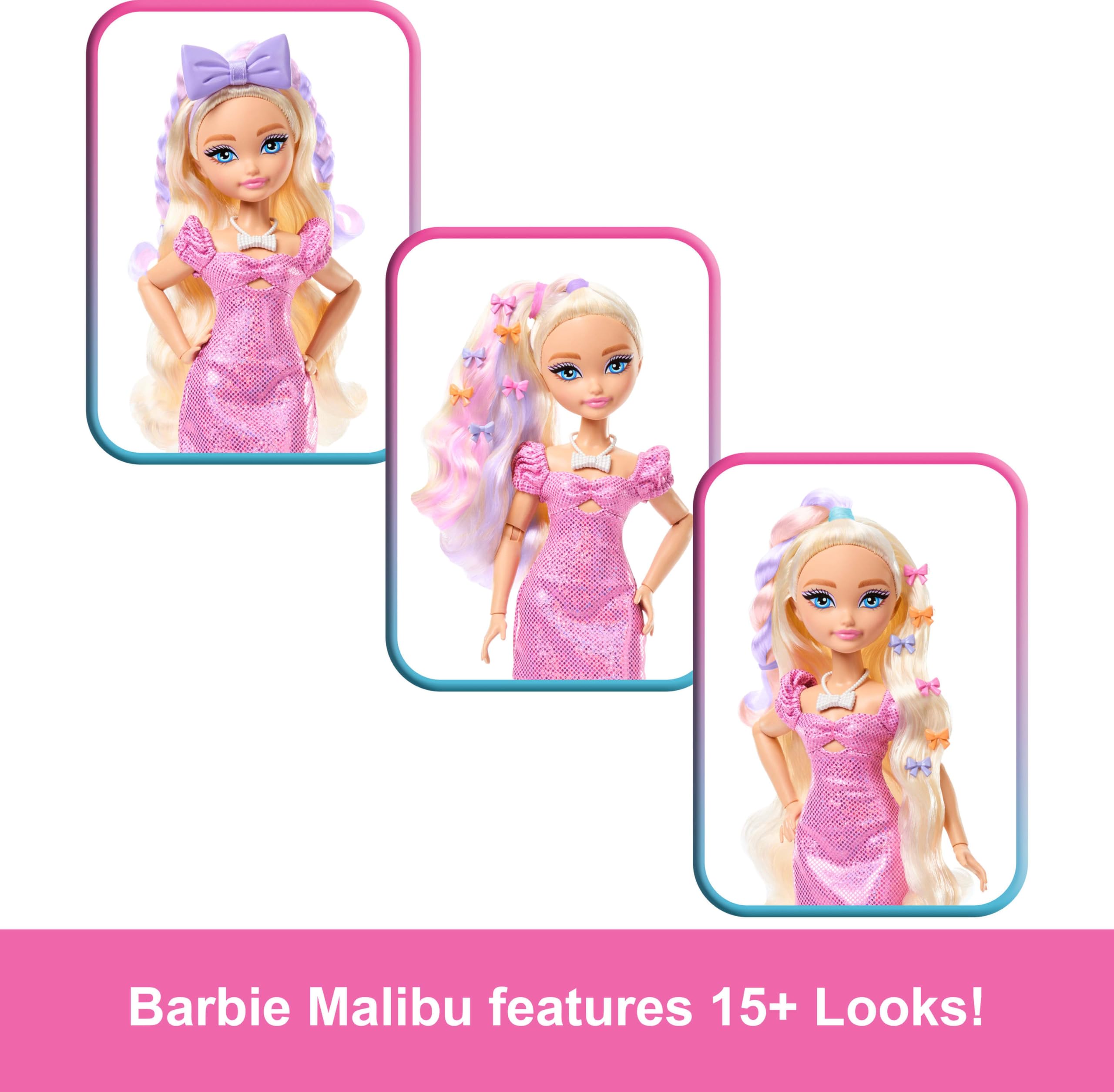 Barbie Dream Besties Malibu makeup palette and brushes for finishing touches.