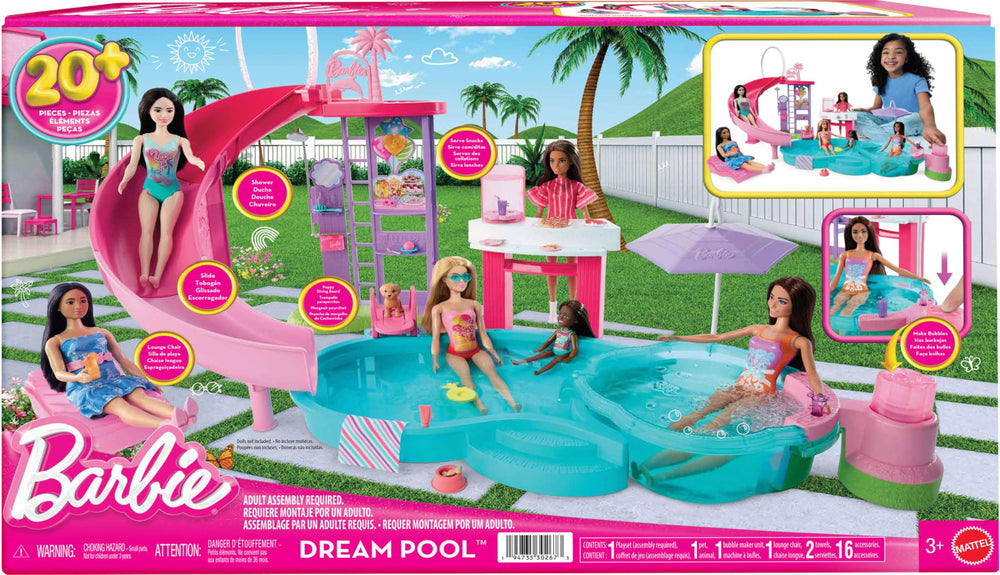 Barbie Dream Pool snack station for sharing treats during playtime.