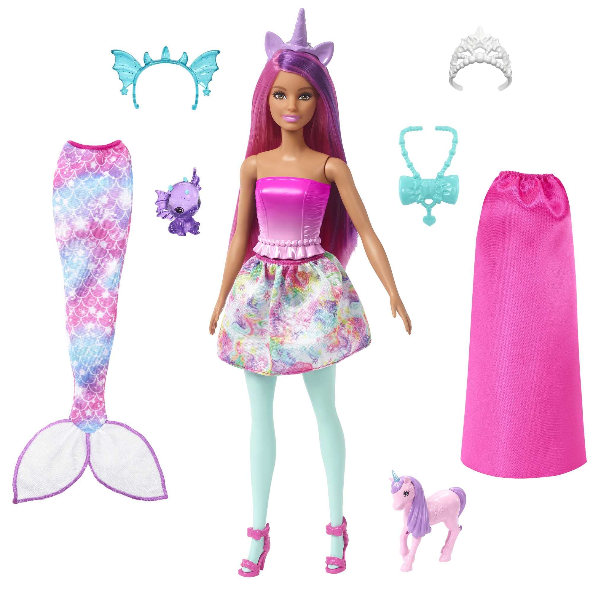 Barbie Dreamtopia doll with mermaid tail enables imaginative ocean escape.