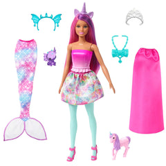 Barbie Dreamtopia doll with mermaid tail enables imaginative ocean escape.