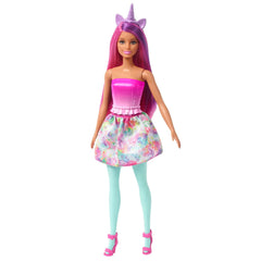 Barbie Dreamtopia doll necklace completes glam fantasy outfits.