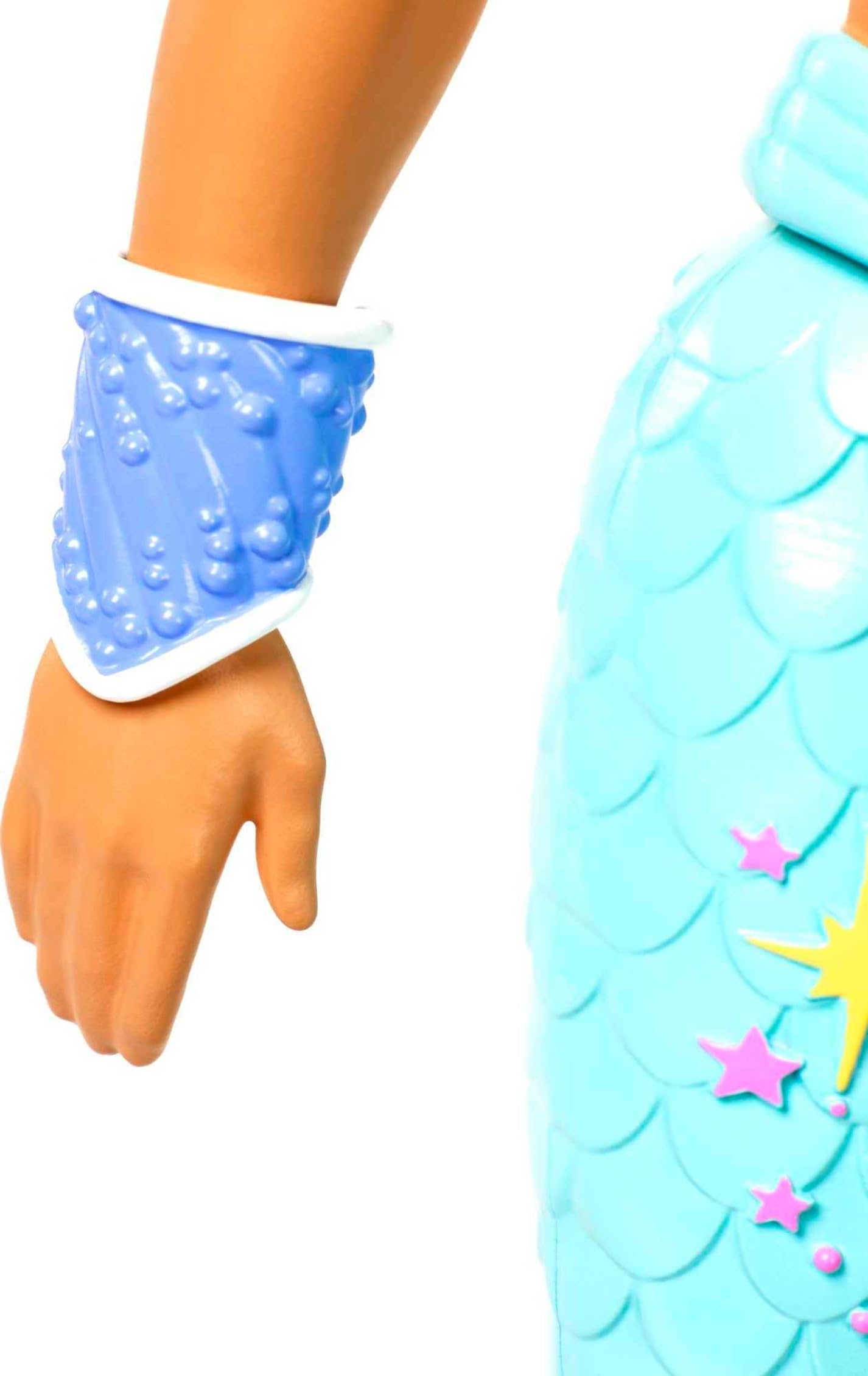 Barbie Dreamtopia Merman Doll blue and white wrist gauntlets