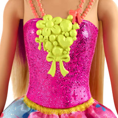 Barbie Dreamtopia pink headband completes her whimsical royal style.