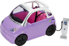 Barbie electric vehicle with sunroof ready for imaginative road trips.