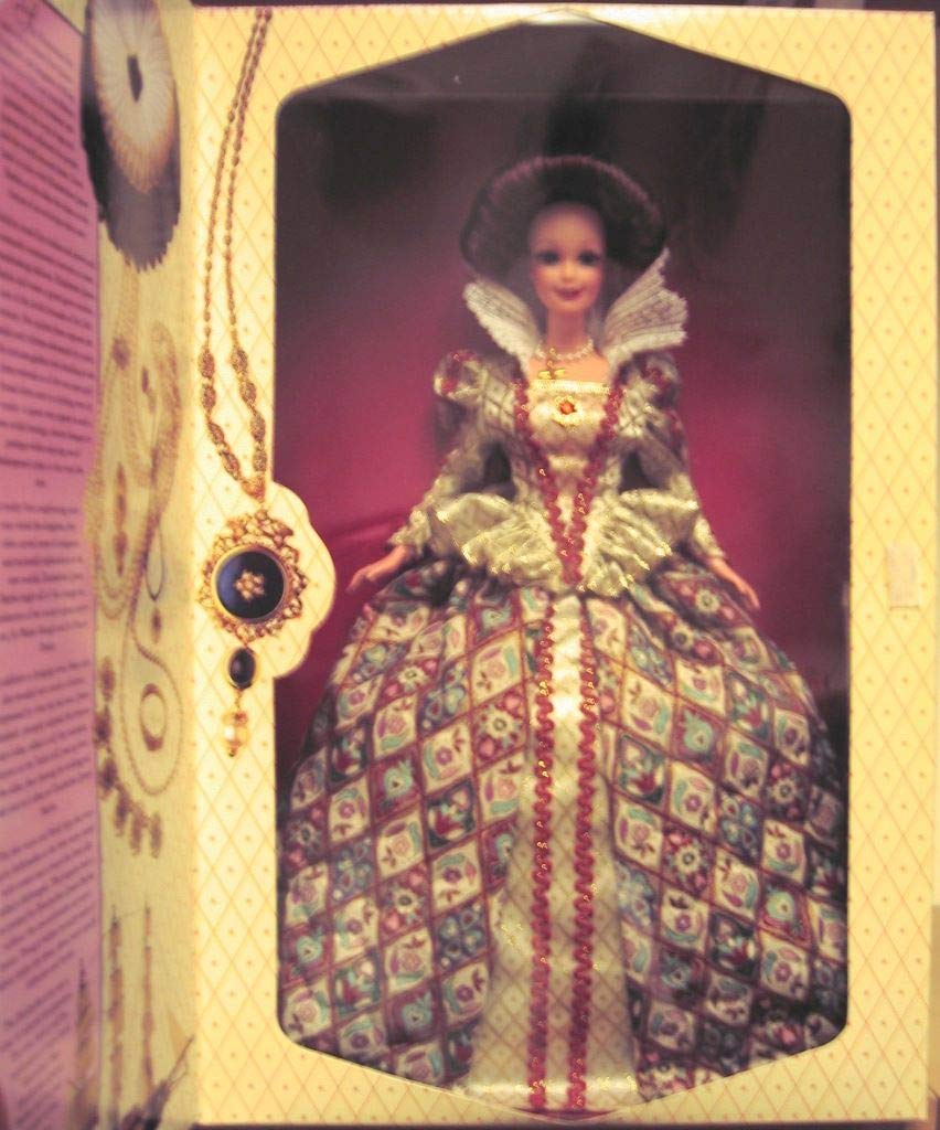Barbie Elizabethan Queen doll in regal gown, ideal for display and collection.