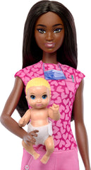Barbie examination table with stars mobile inspires caring roleplay.