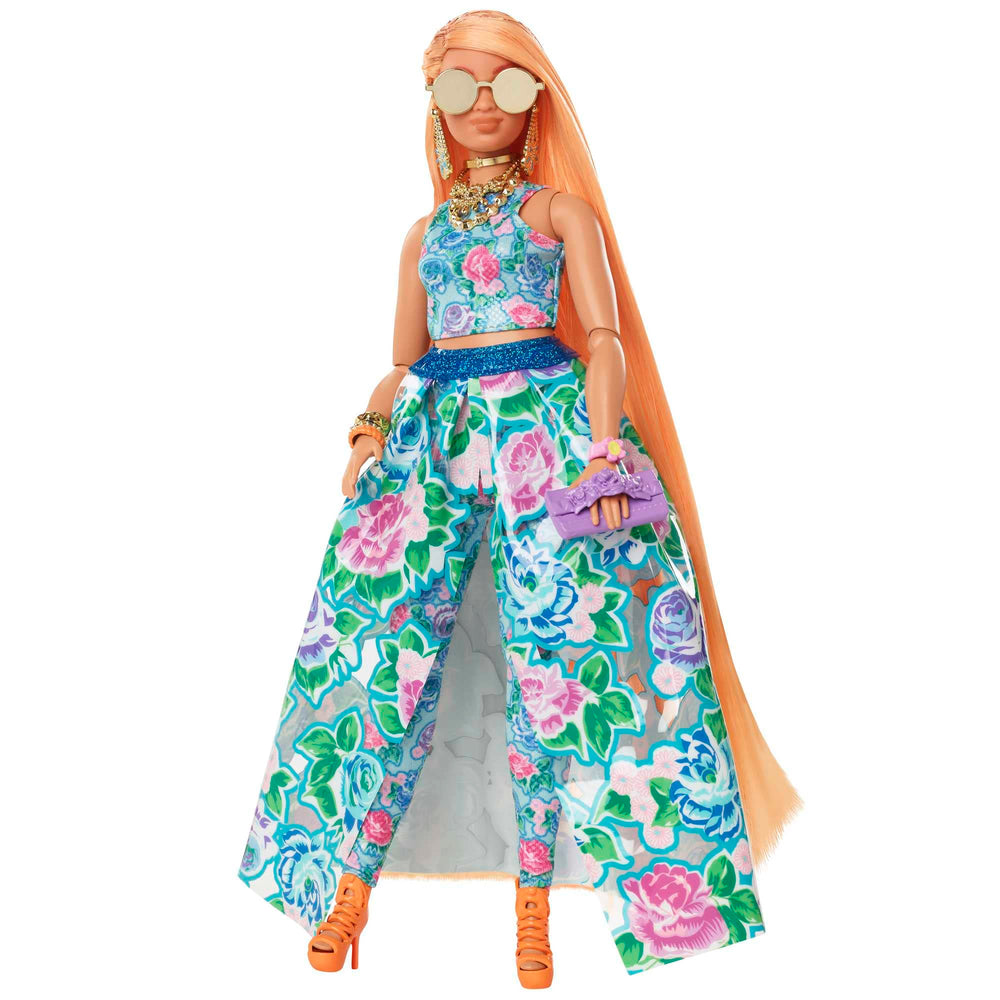 Barbie Extra Fancy hair with sparkly highlights invites playful styling