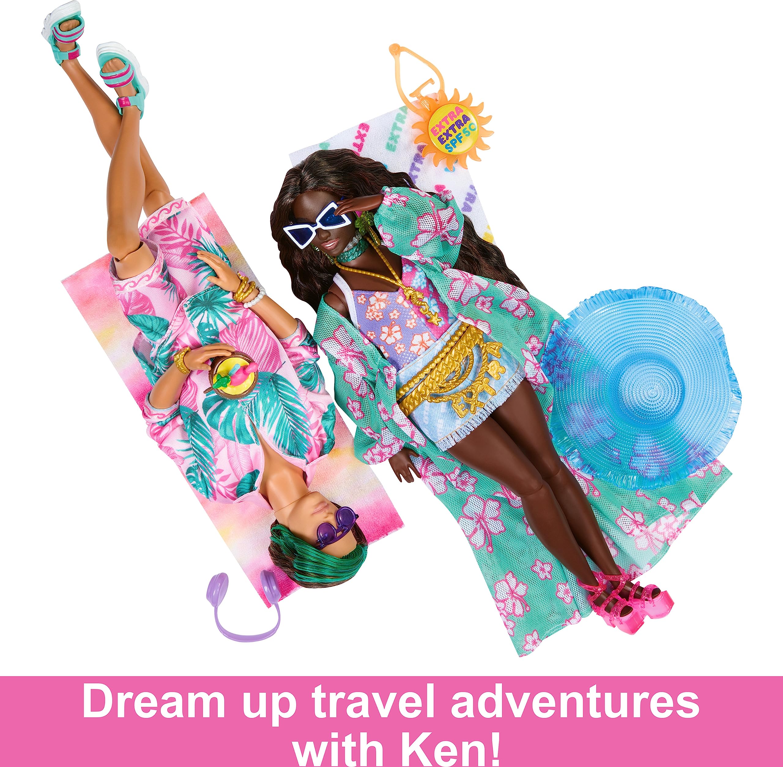 Barbie Extra Fly doll with oversized hat for sunny storytelling and bold outfit experimentation.