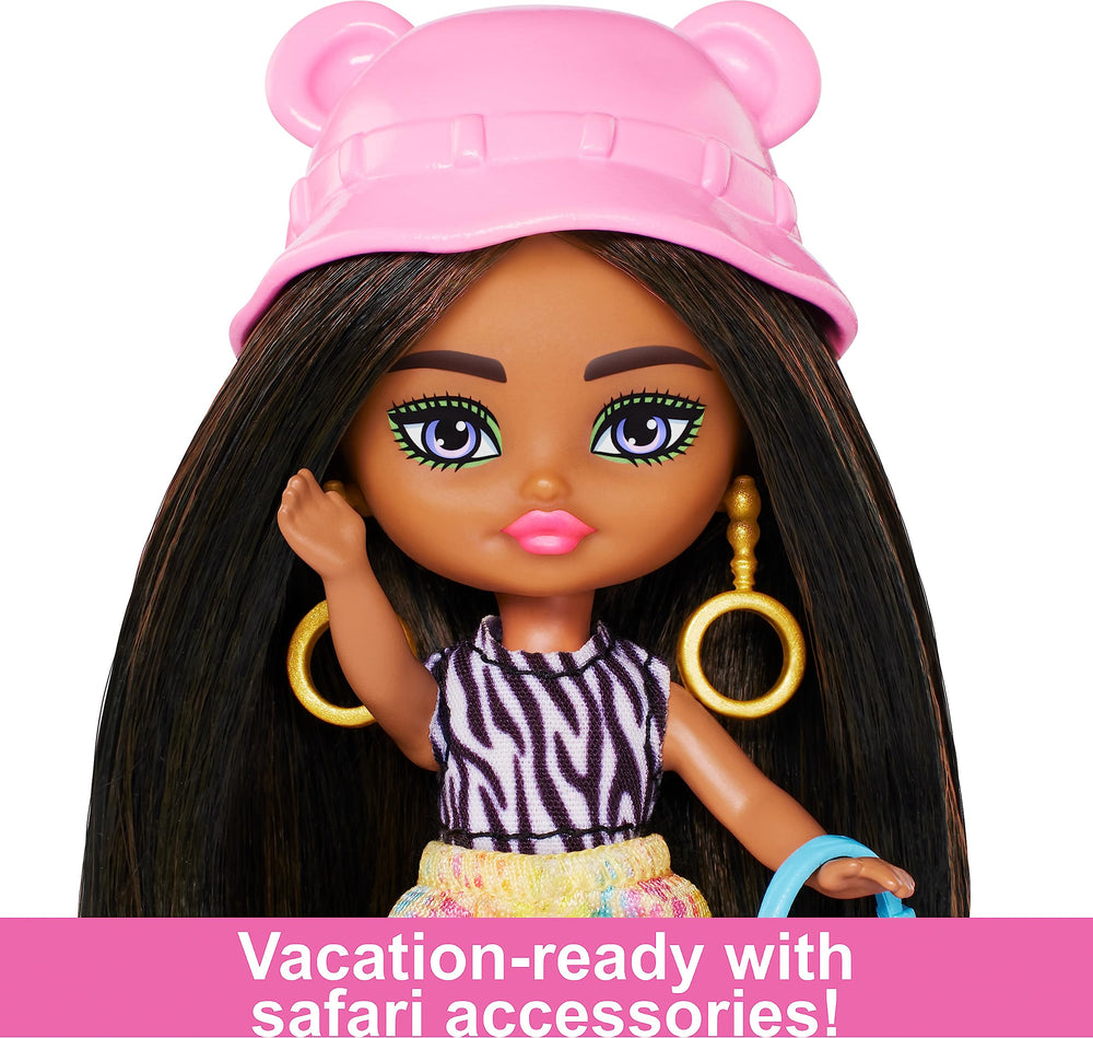 Barbie Extra Mini Minis green duffel bag adds portable adventure flair.