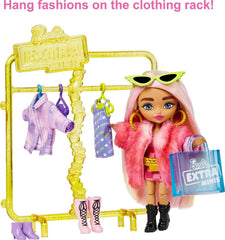 Clothing rack with hangers and accessories boosts organization and styling options.