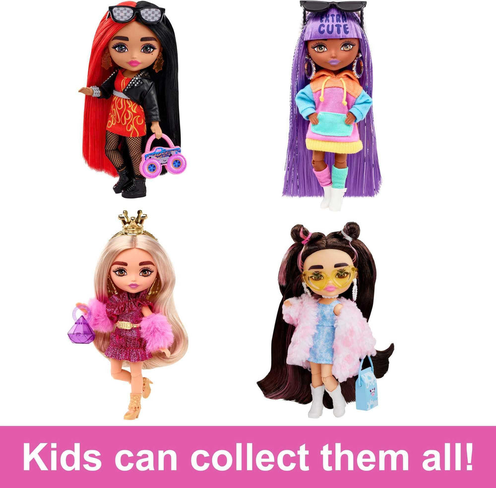 Barbie Extra Minis doll with checkered glasses for playful accessorizing.