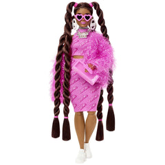 Barbie Extra pet puppy with pink ears and collar, perfect companion for pretend adventures.