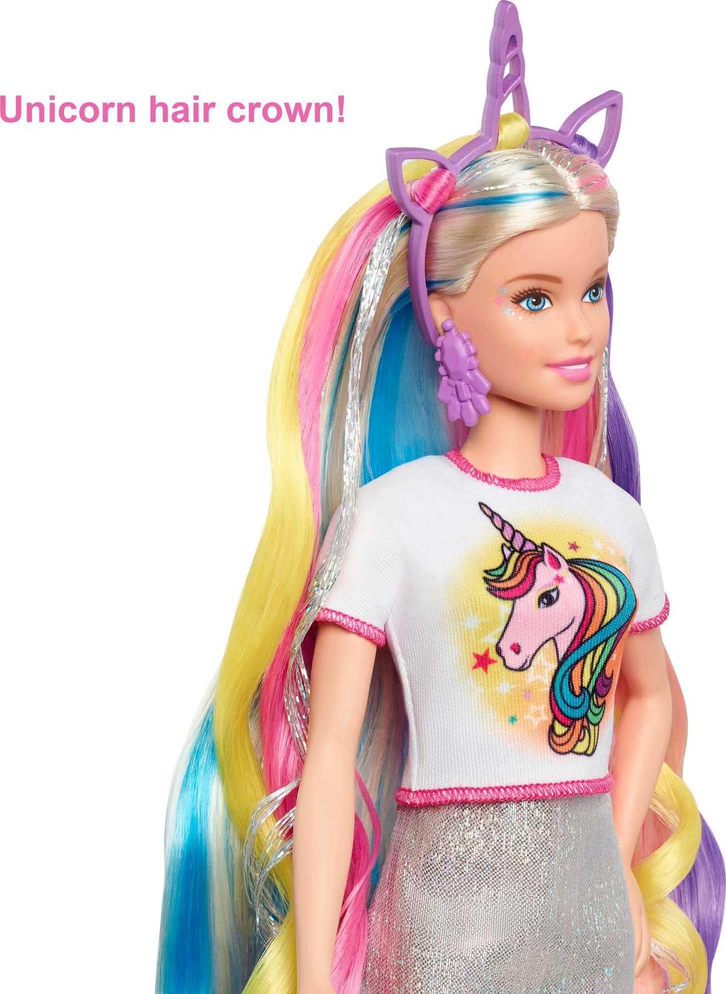 Barbie Fantasy Hair hair bands and clips for versatile hairstyles.