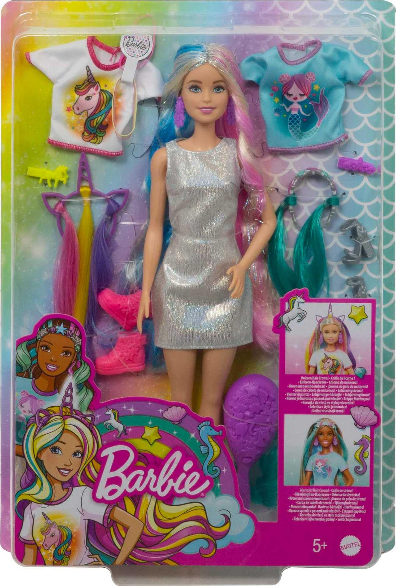 Barbie Fantasy Hair included sneakers and accessories expand play options.