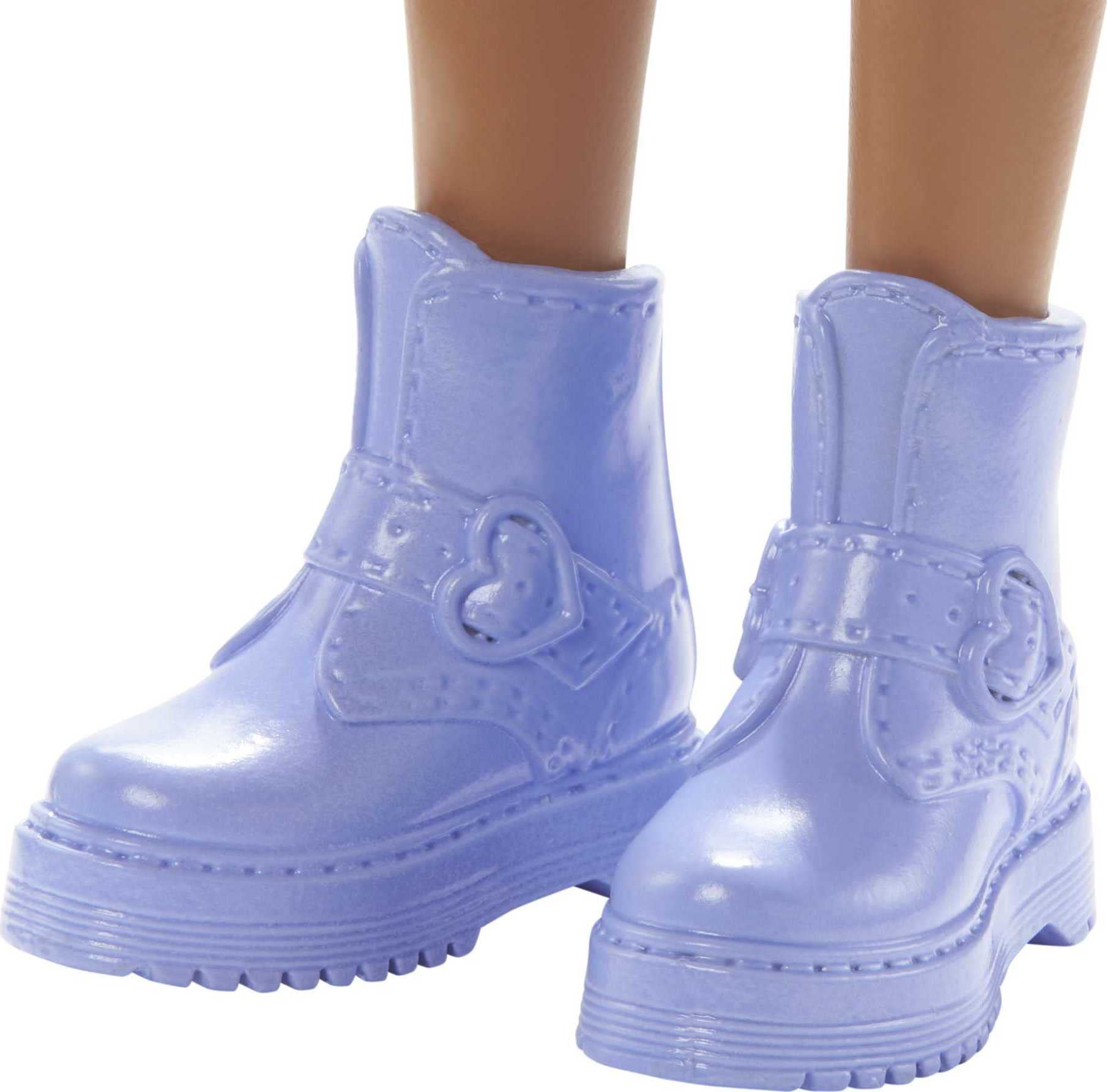 Barbie Fashionistas #201 periwinkle boots finish a sporty, vibrant look