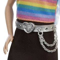 Barbie Fashionistas black boots and silvery chain belt complete edgy outfits