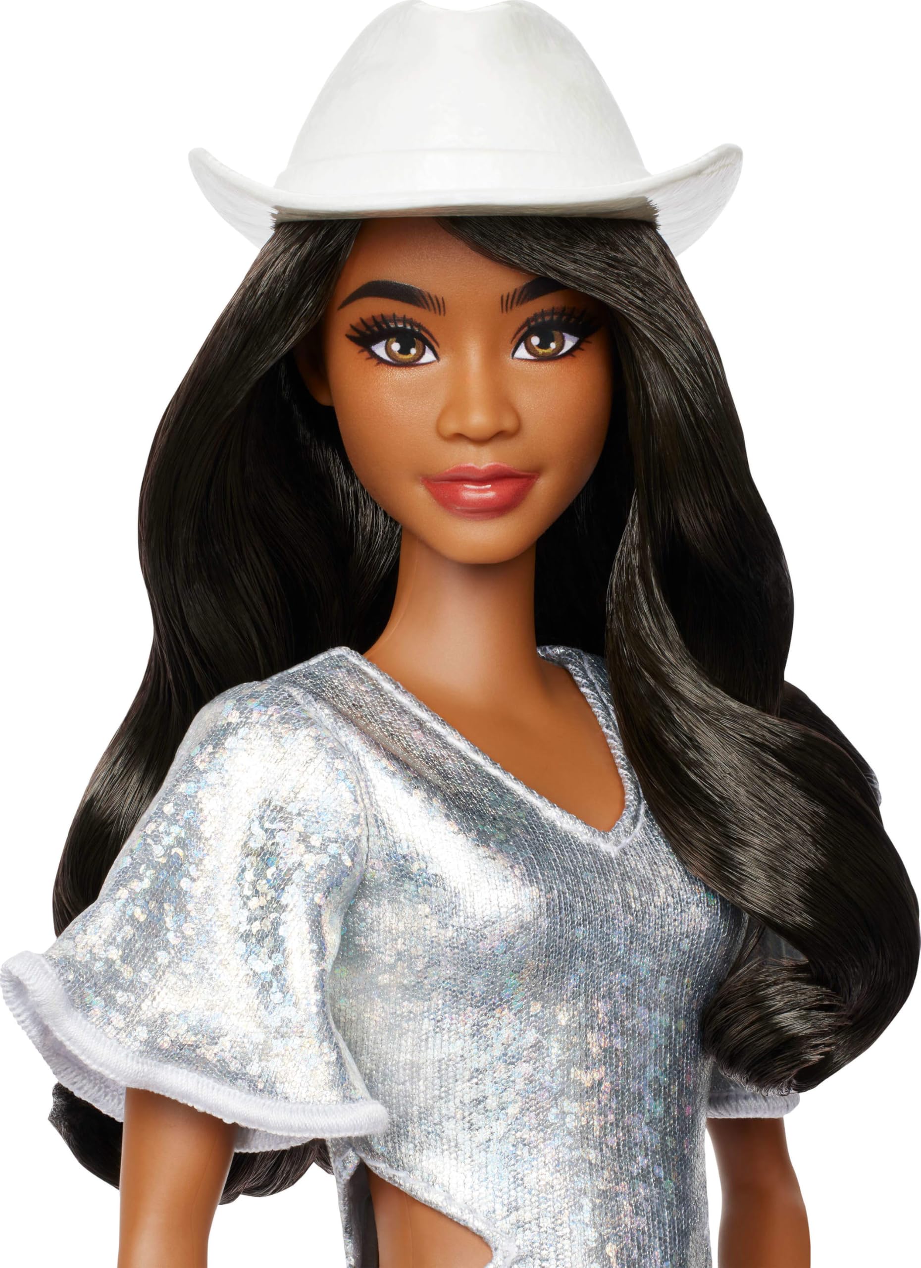 Barbie Fashionistas 239 wearing a white cowboy hat for western inspired storytelling.