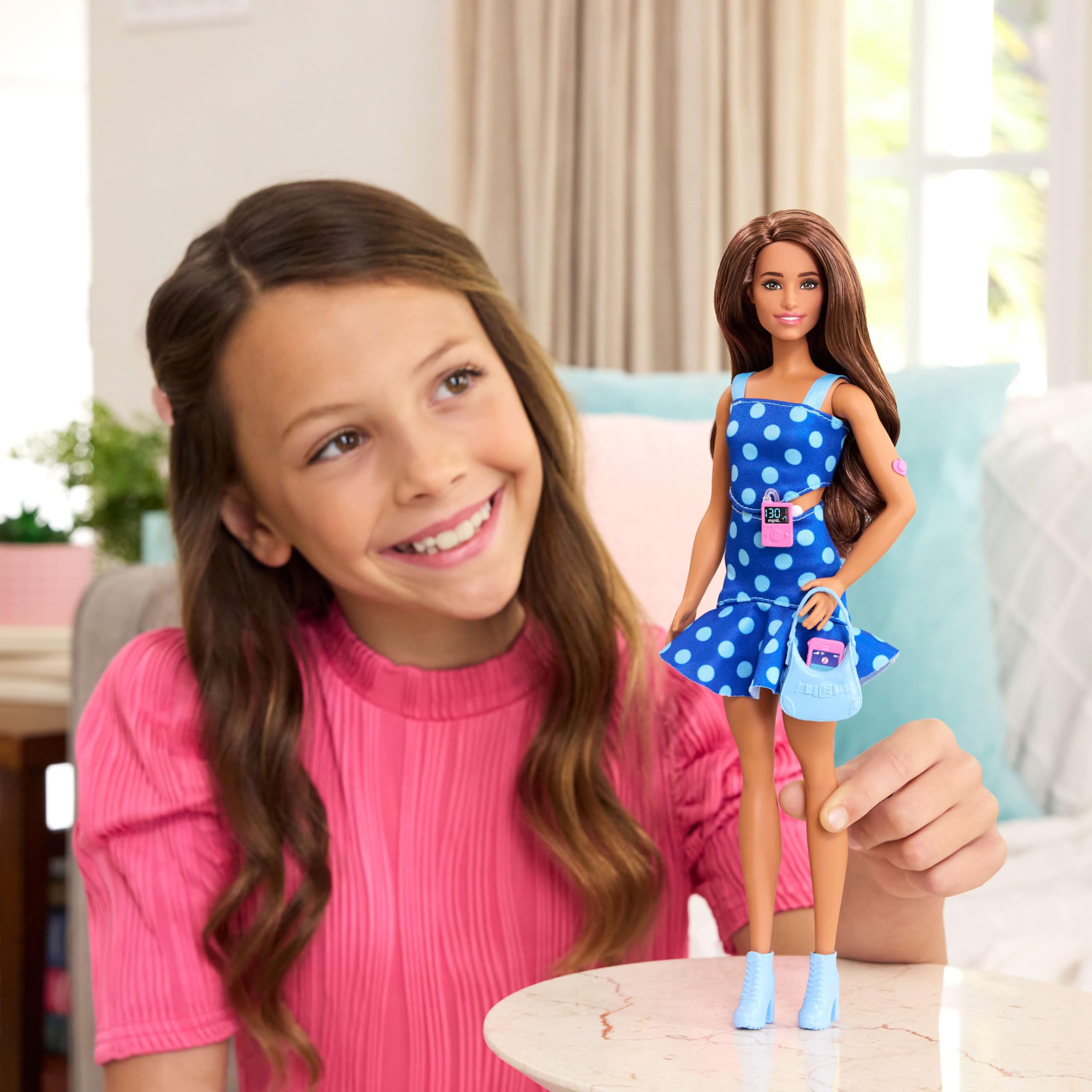 Barbie Fashionistas doll insulin pump accessory mirrors real-life daily routines for kids.
