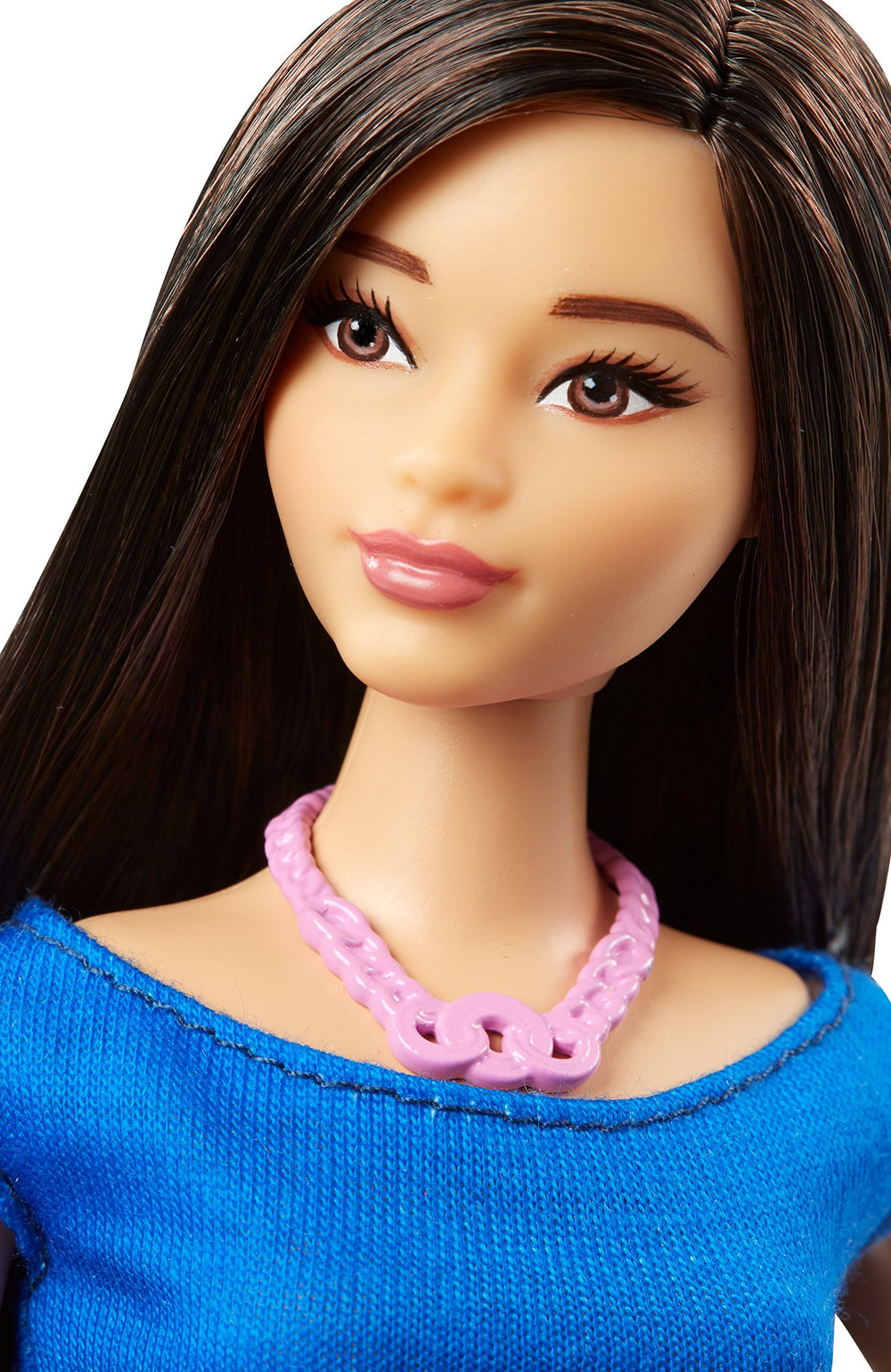 Barbie Fashionistas doll pink necklace adds a bright accessory touch.