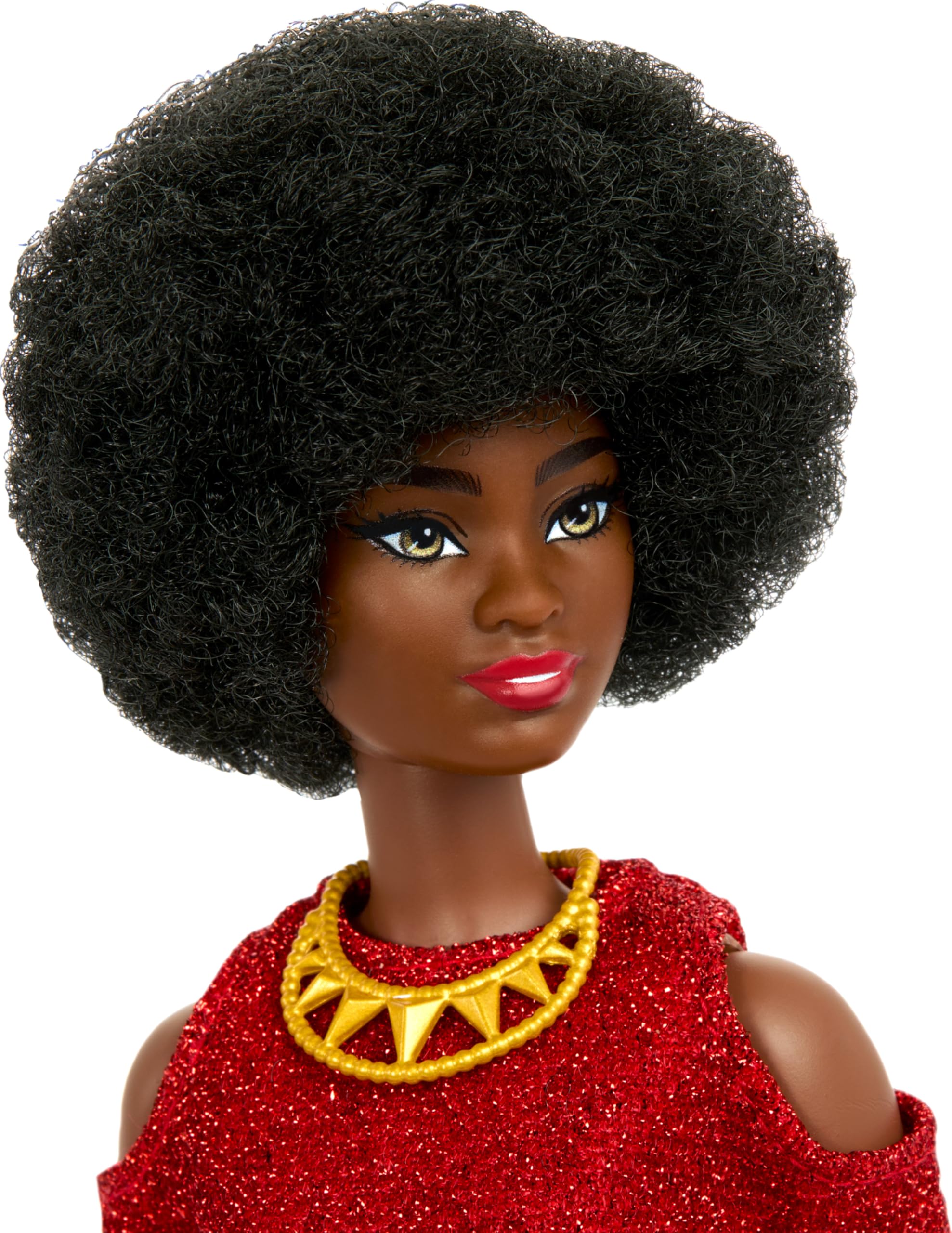 Barbie Fashionistas doll 221 in red strappy heels for classic chic looks.