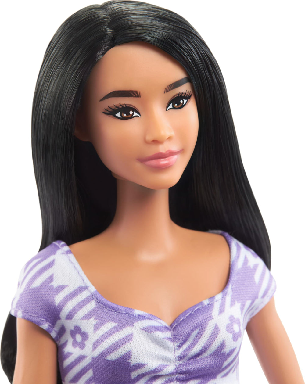 Barbie Fashionistas 199 lavender gingham dress with ruched bodice for stylish storytelling