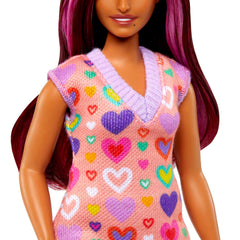 Barbie Fashionistas heart print sweater adds bright storytelling options