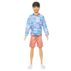 Barbie Fashionistas Ken doll front view with patterned shirt inspires imaginative fashion storytelling.
