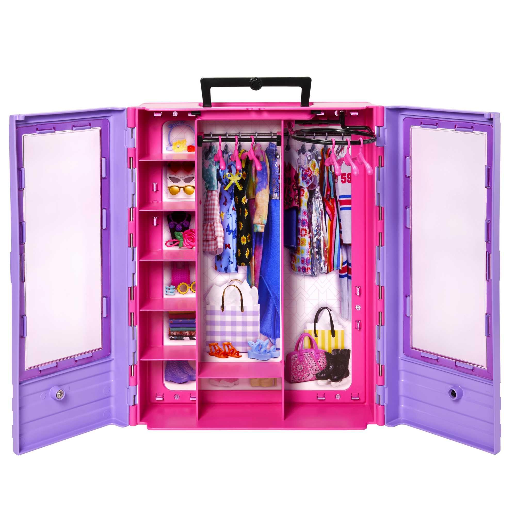 Barbie Fashionistas Ultimate Closet fold-out rack supports easy dress changes