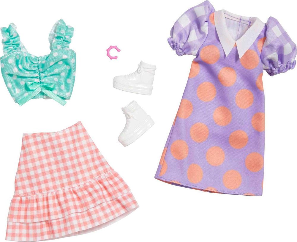 Barbie fashions 2-pack outfits showcase two complete looks for imaginative play.