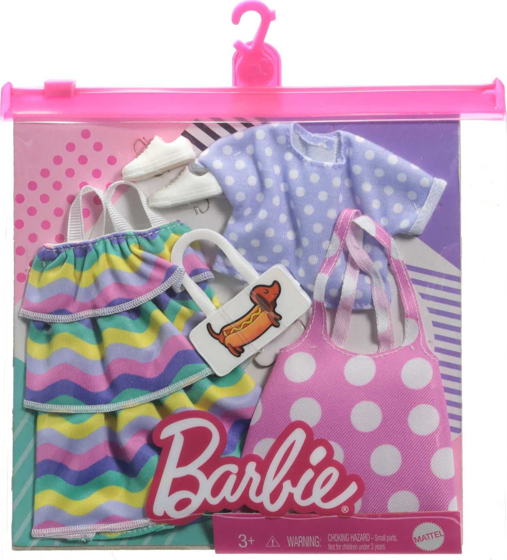 Barbie Fashions 2-Pack accessory set with dog-graphic purse and sneakers.