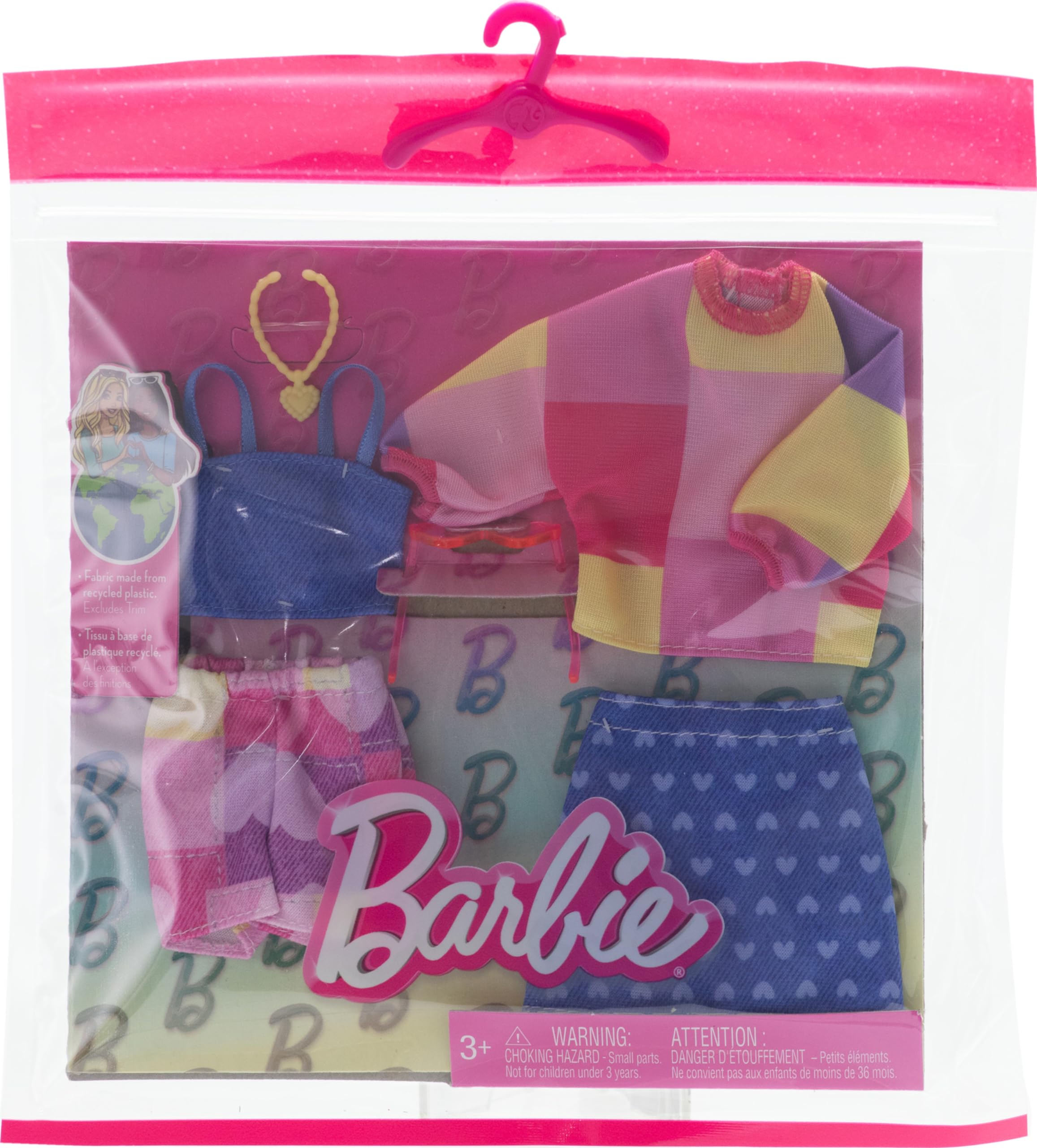 Barbie Fashions denim crop top and heart skirt for versatile day-to-night looks