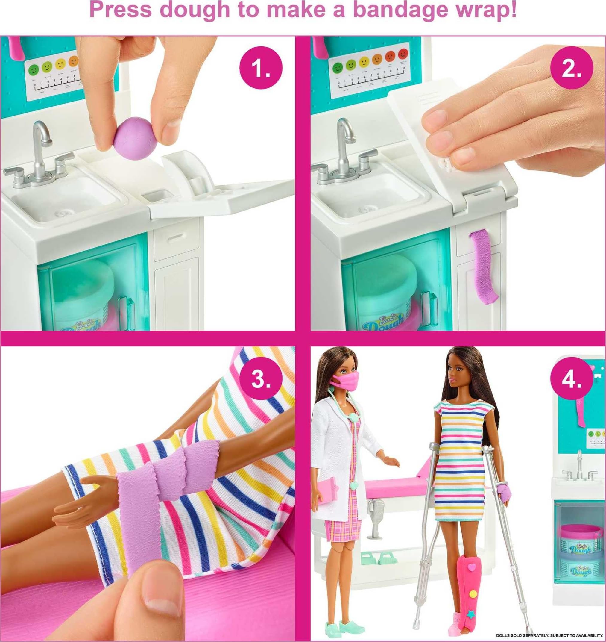 Barbie Fast Cast Clinic bandage maker creates wrap effects for patient injuries.