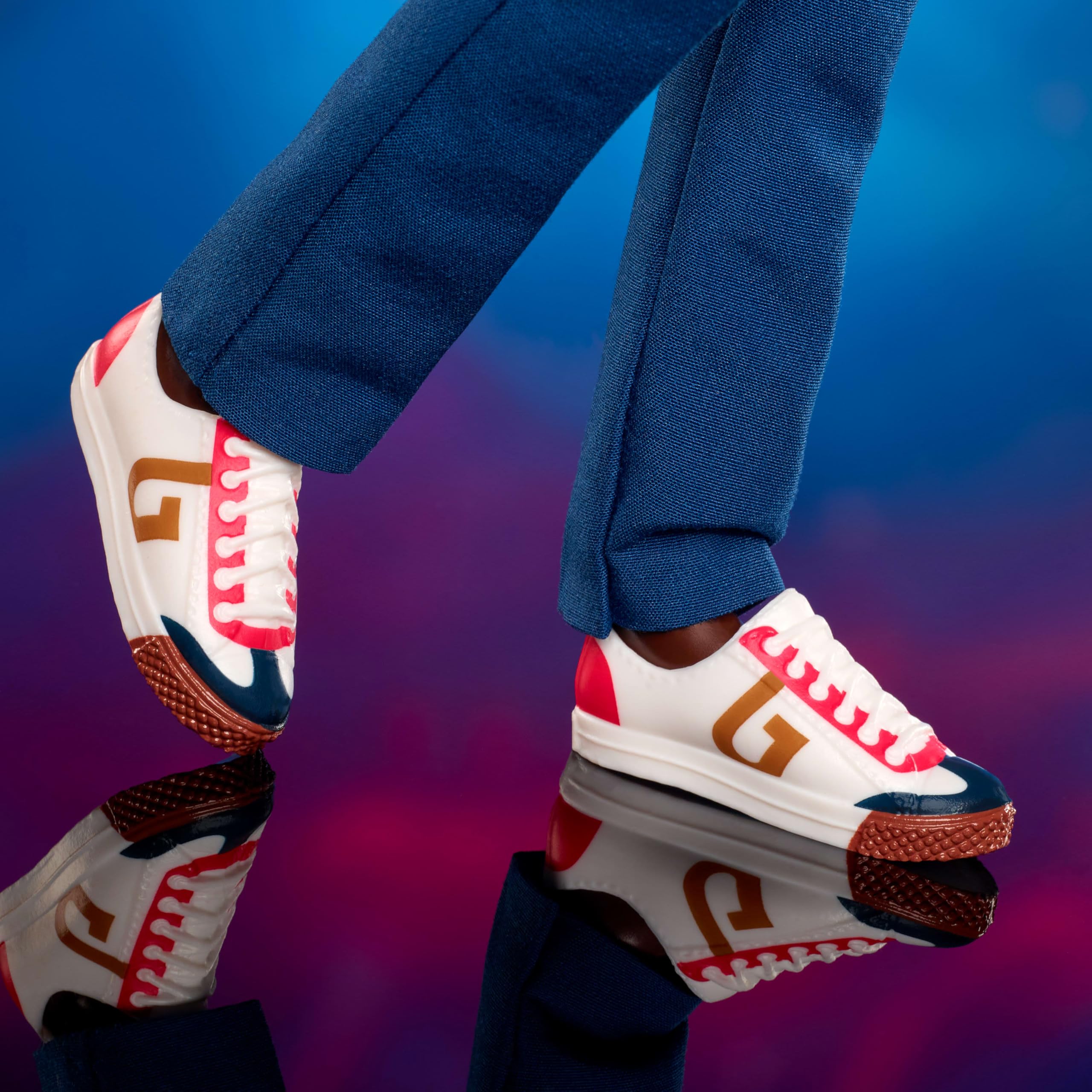 Barbie Fifteenth Doctor doll with stand enables stable posing for photos.