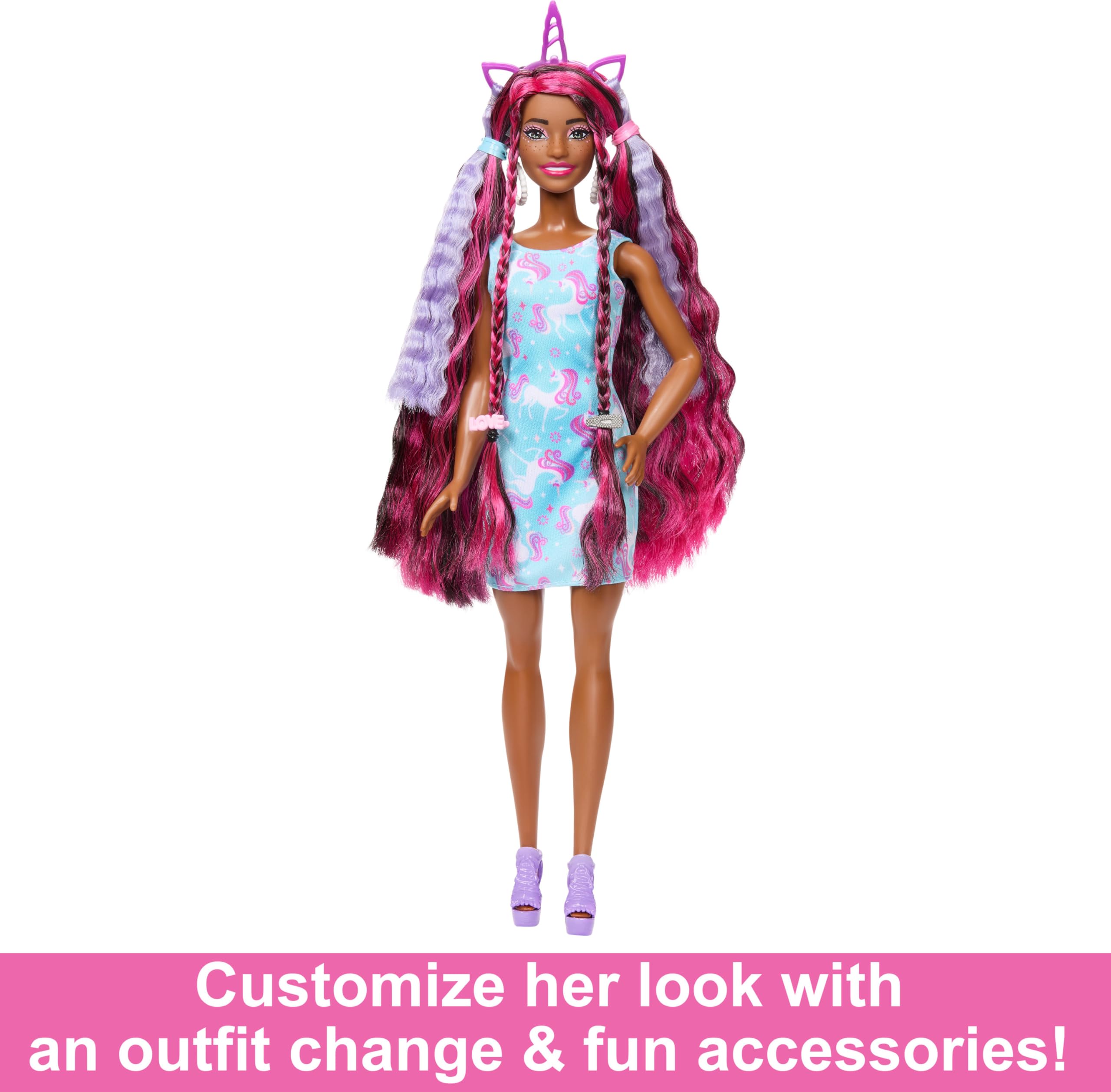 Barbie Fun & Fancy hair extension clip and buns for versatile hairstyles