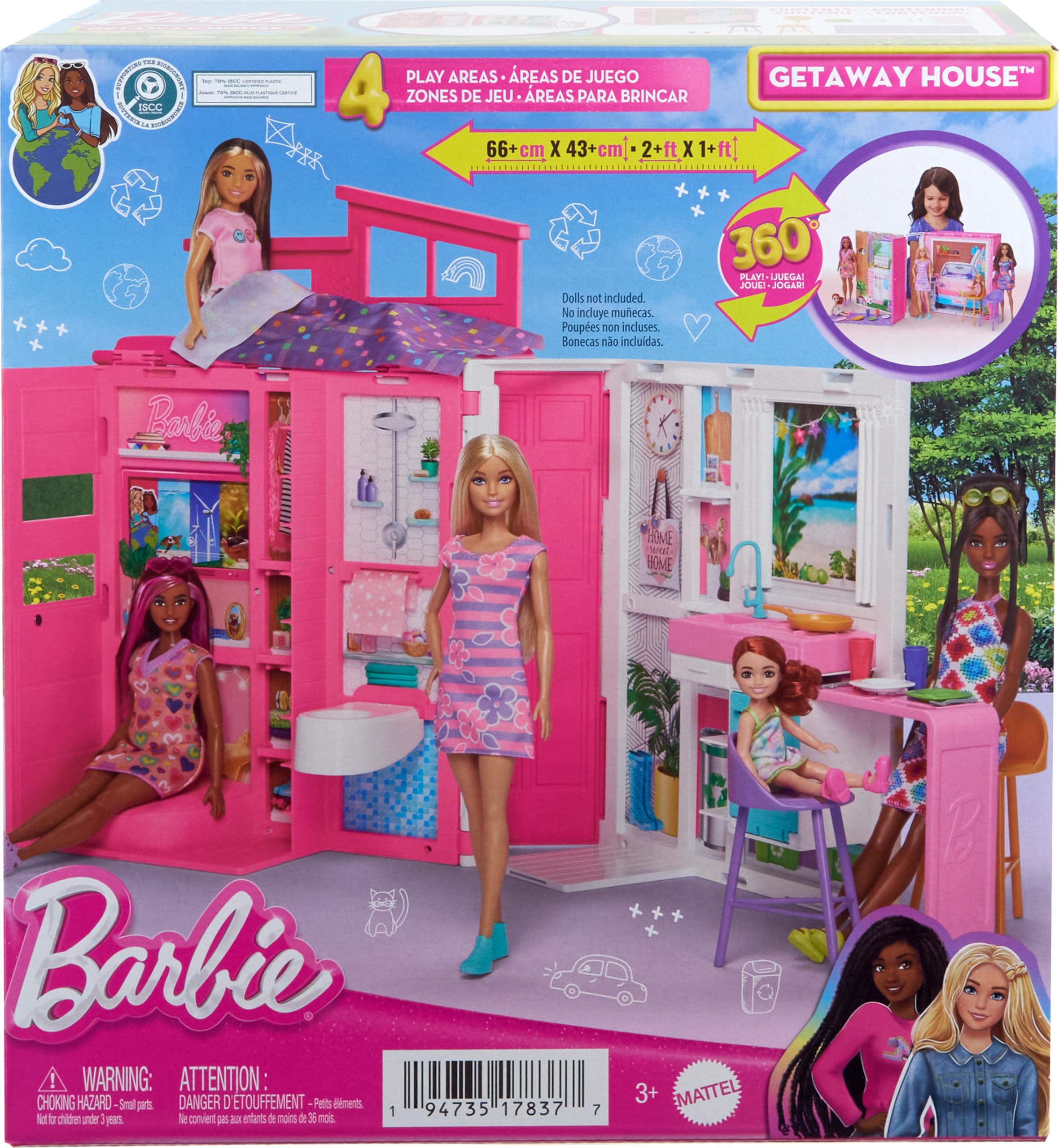 Barbie Getaway House accessories set includes chairs and dishware for realistic play