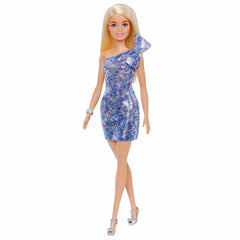 Barbie Glitz Doll in blue one-shoulder dress for stylish storytelling moments